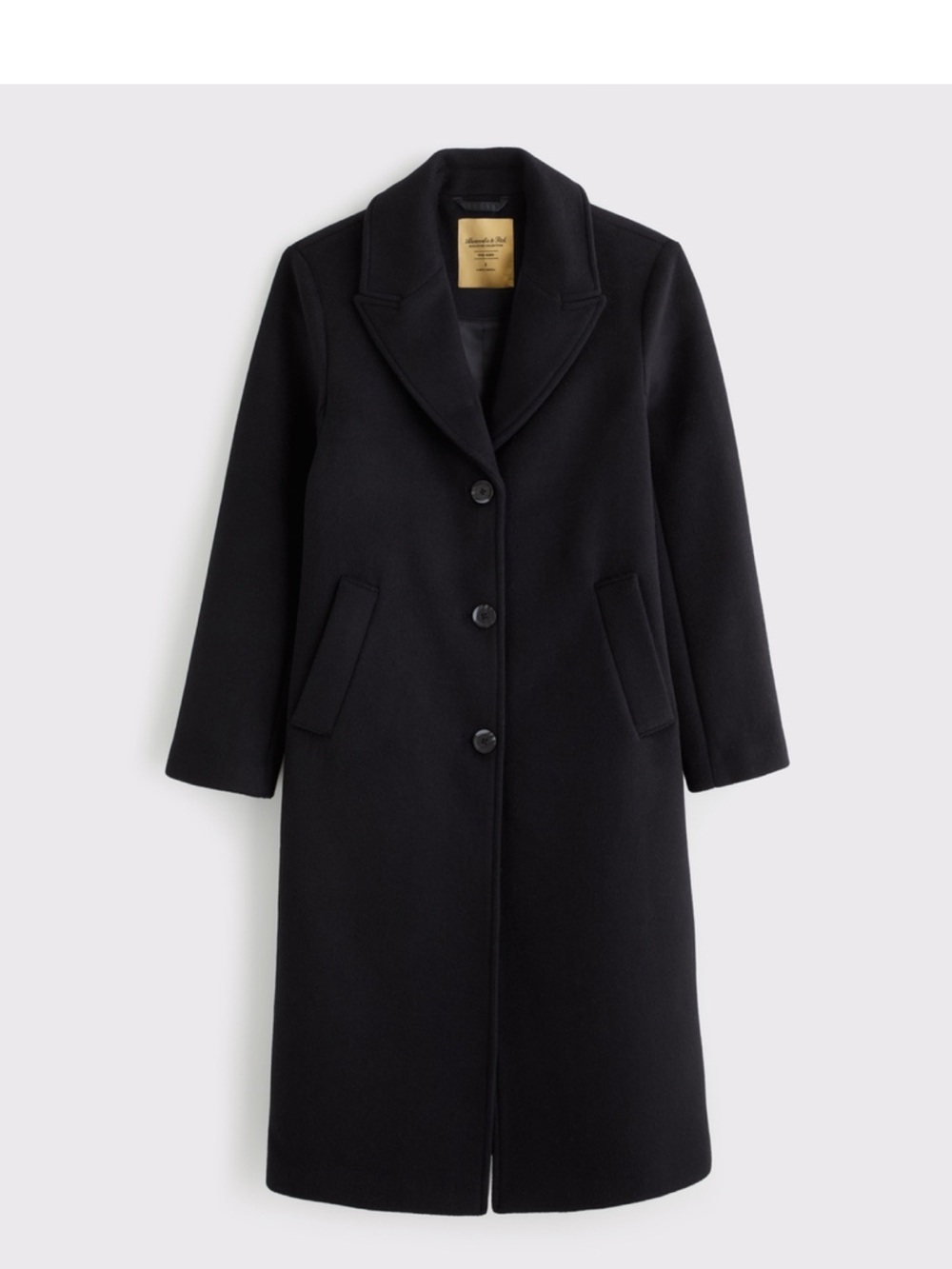 Abercrombie & Fitch Black Long Single-Breasted Trench Coat